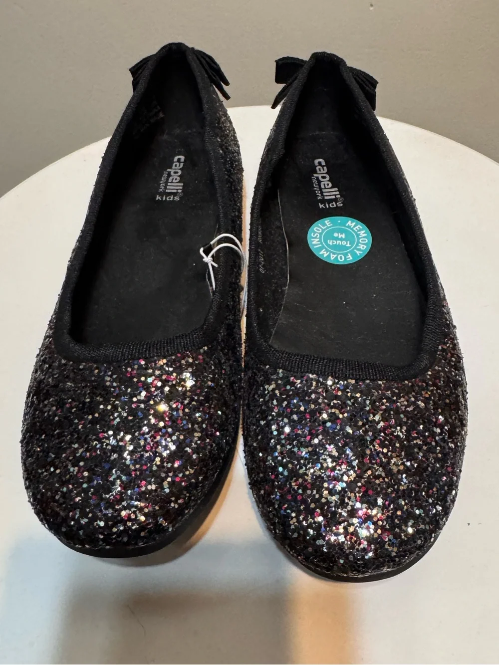 Capelli of New York Black Glitter Kids Ballet Flats